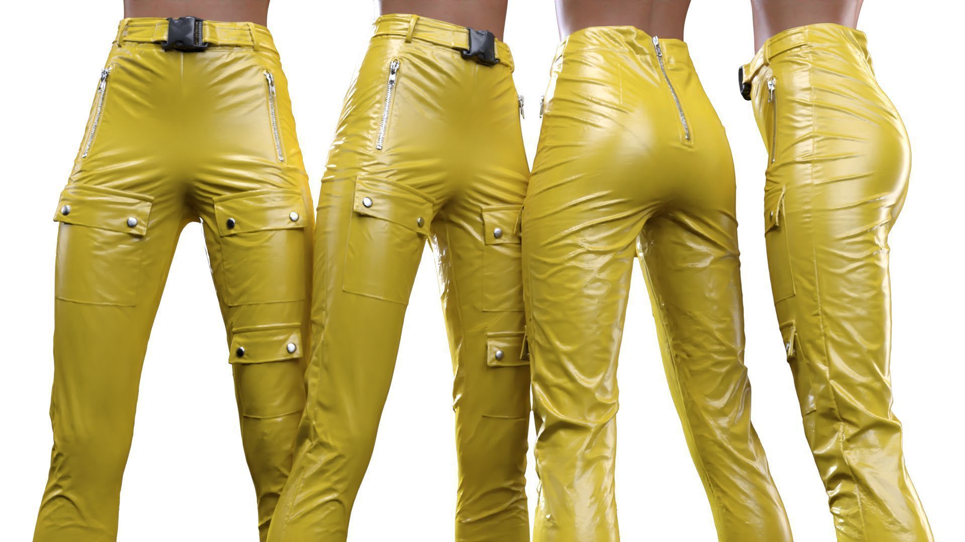 Bags And Zippers Vinyl Trousers 3D model_7