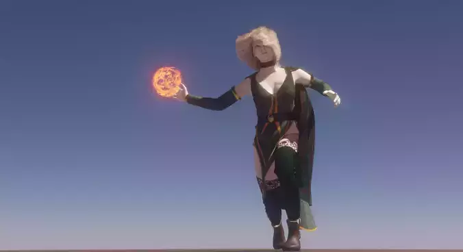 Rigged witch character with marvelous designer clothes 3D model