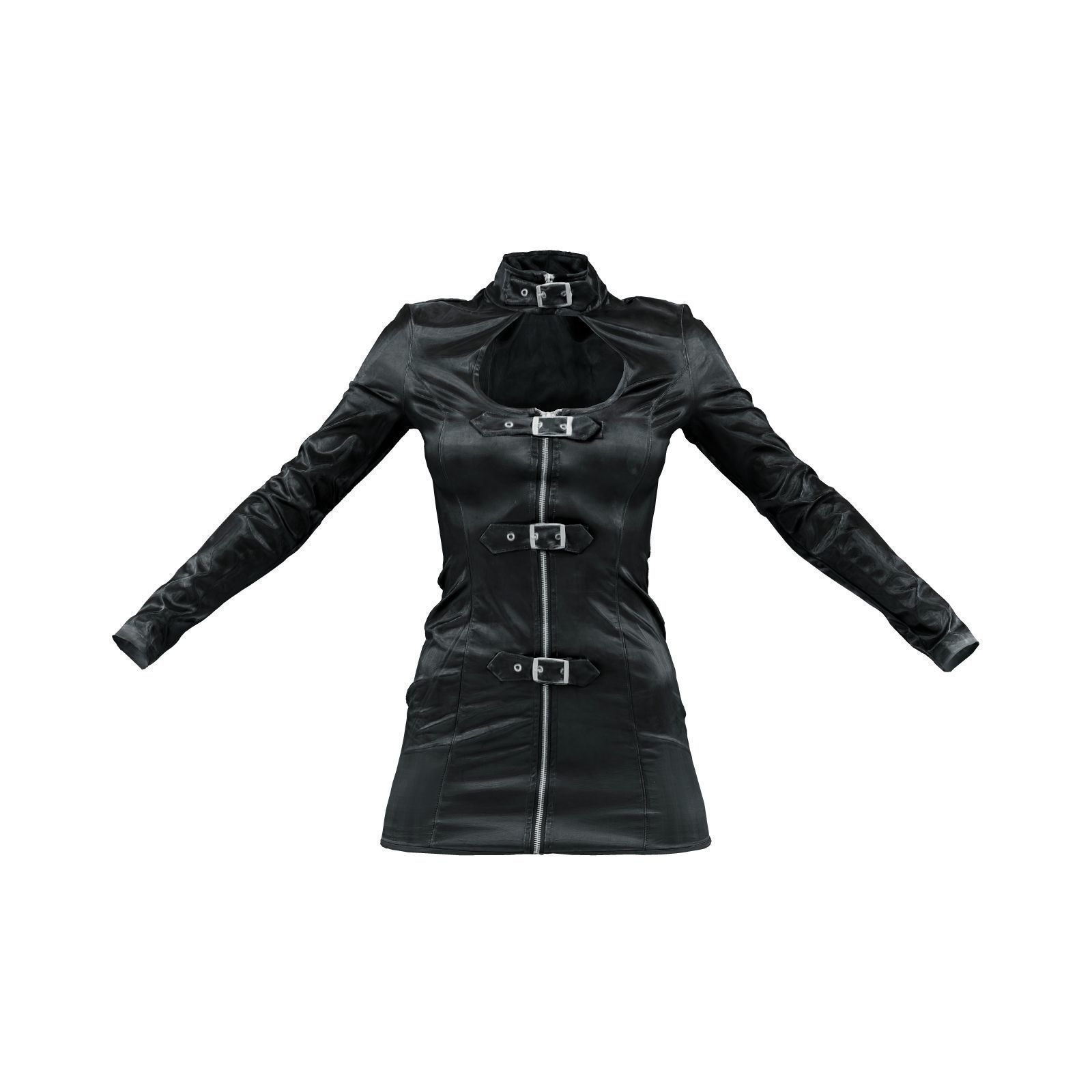 Belted Fetish Dress 3D model_2