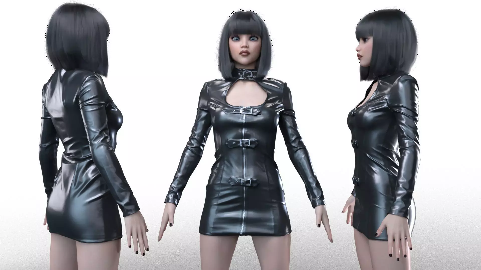 Belted Fetish Dress 3D model_0