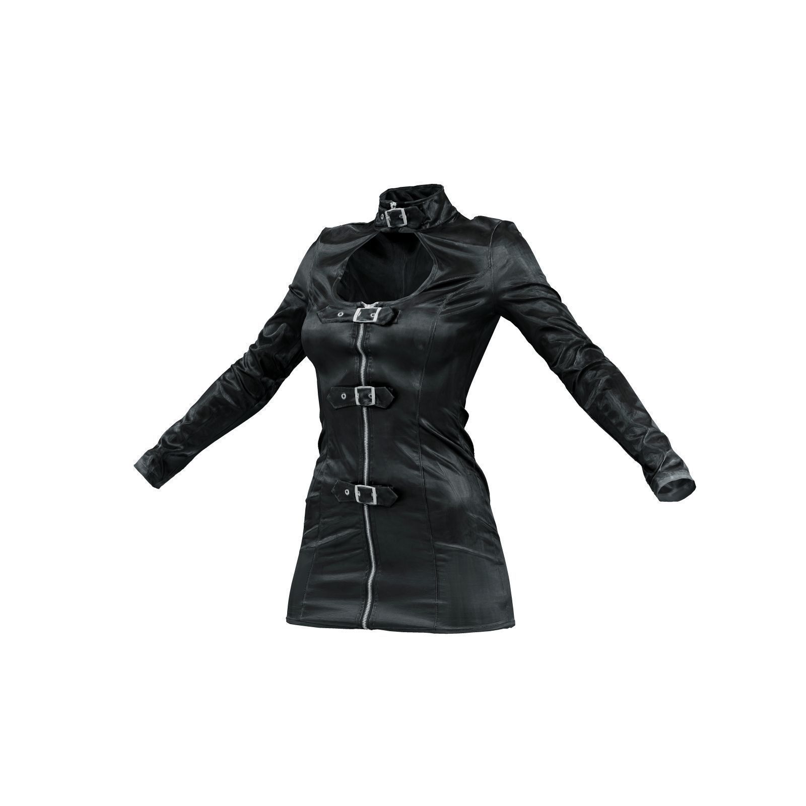 Belted Fetish Dress 3D model_4