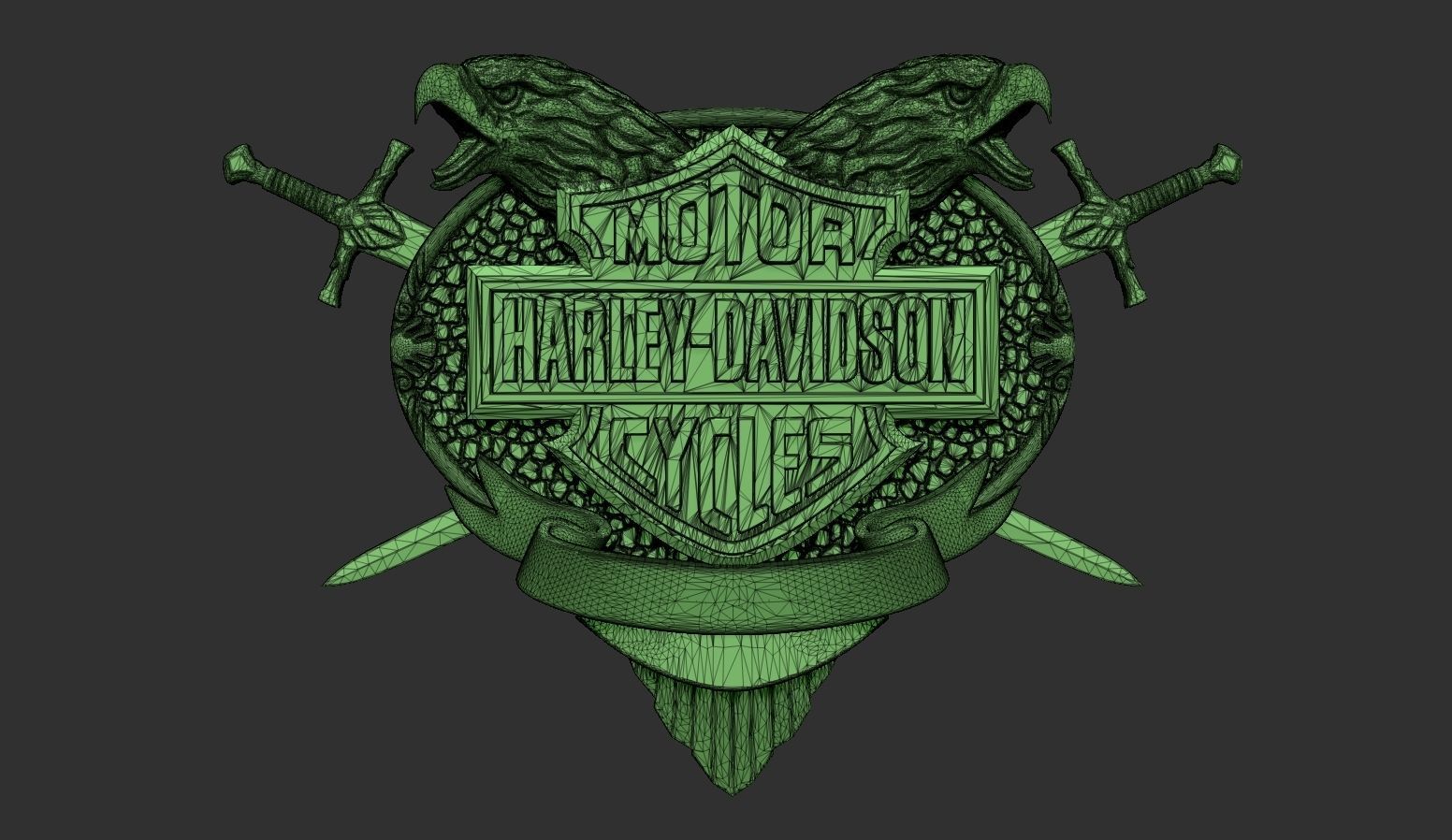 Harley Davidson Bas Relief stl model for cnc and 3d printer  3D print model_7