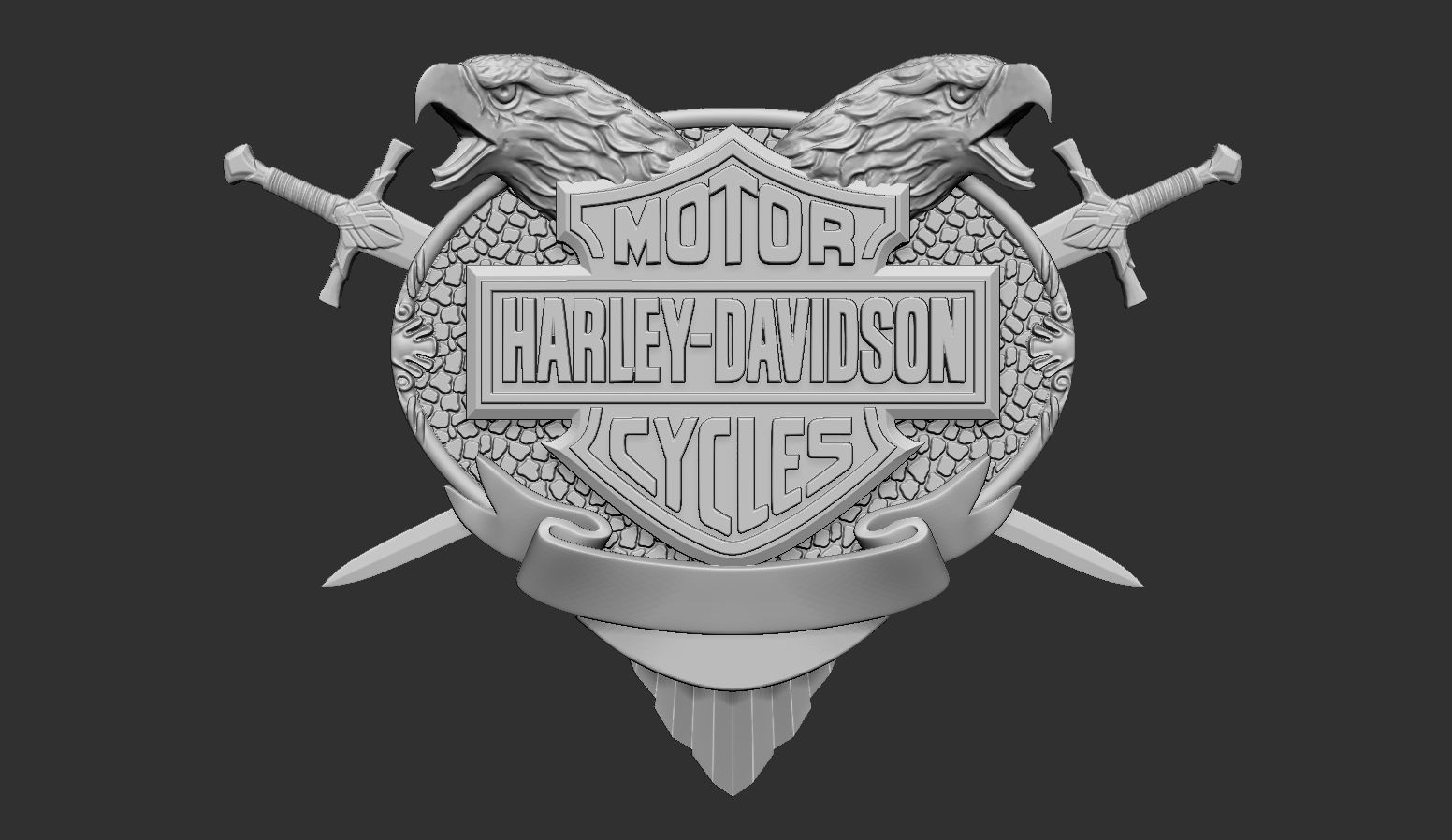 Harley Davidson Bas Relief stl model for cnc and 3d printer  3D print model_5