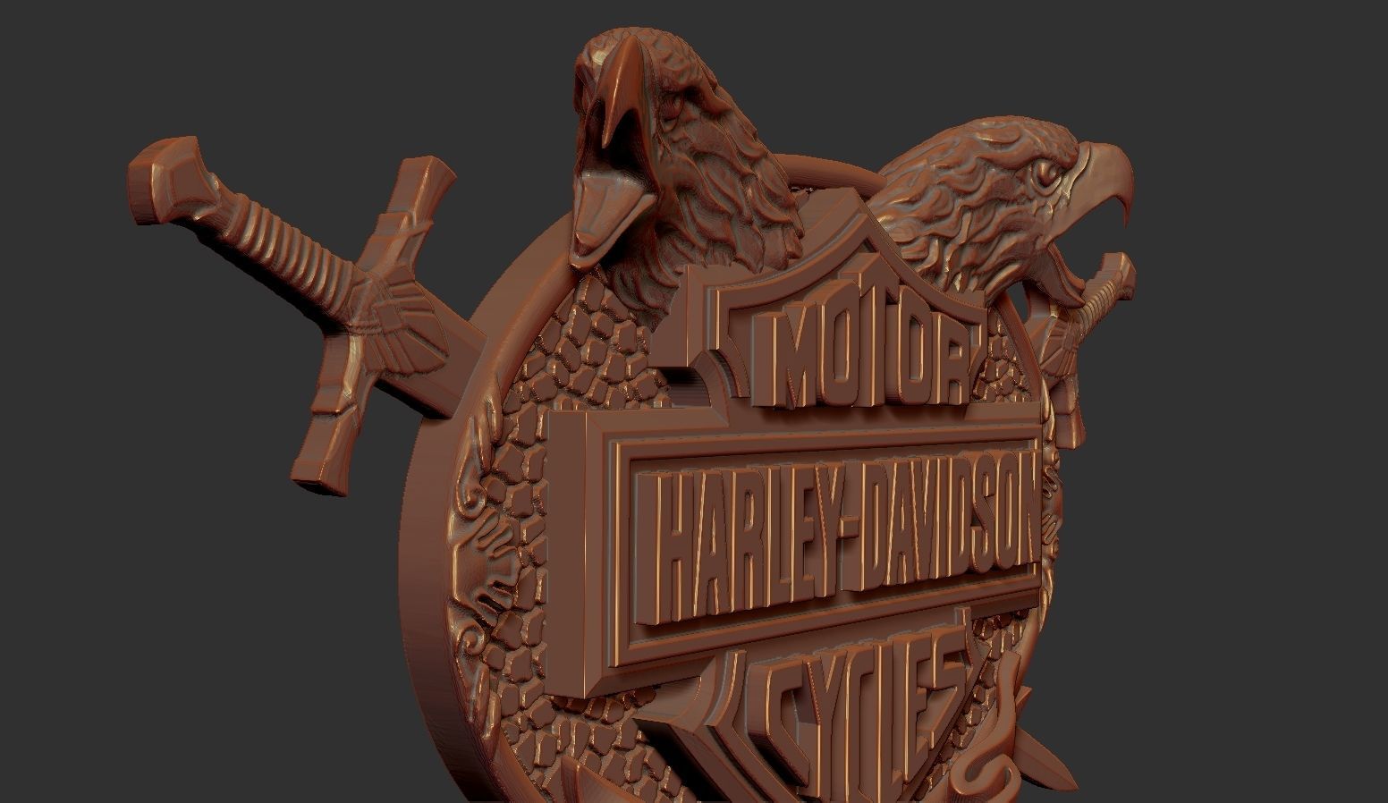 Harley Davidson Bas Relief stl model for cnc and 3d printer  3D print model_6