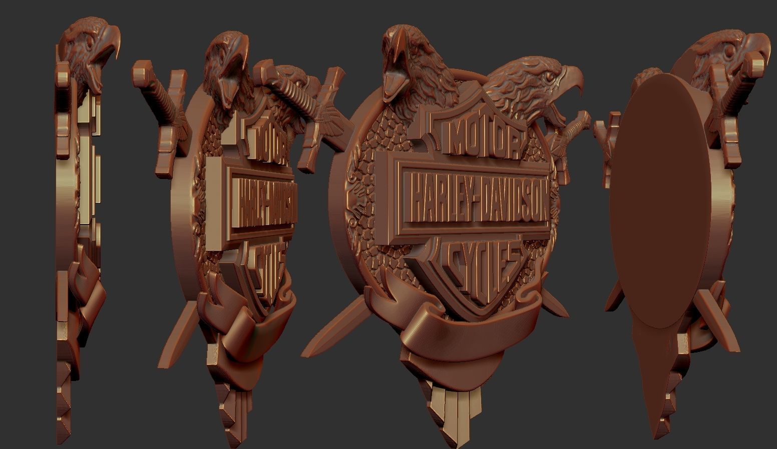 Harley Davidson Bas Relief stl model for cnc and 3d printer  3D print model_2