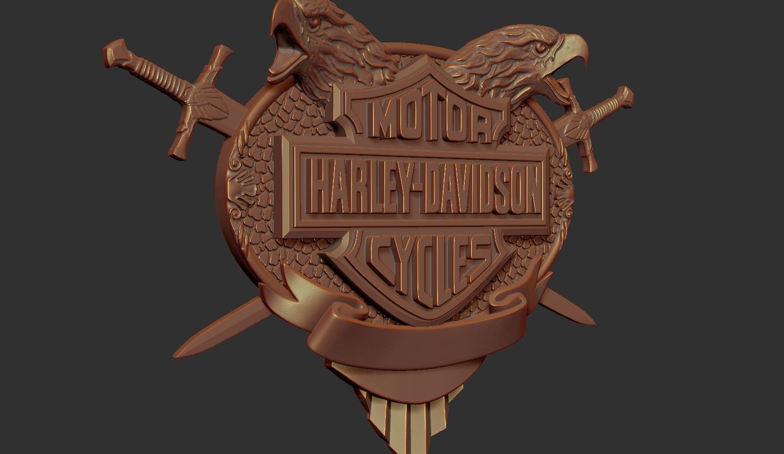 Harley Davidson Bas Relief stl model for cnc and 3d printer  3D print model_1