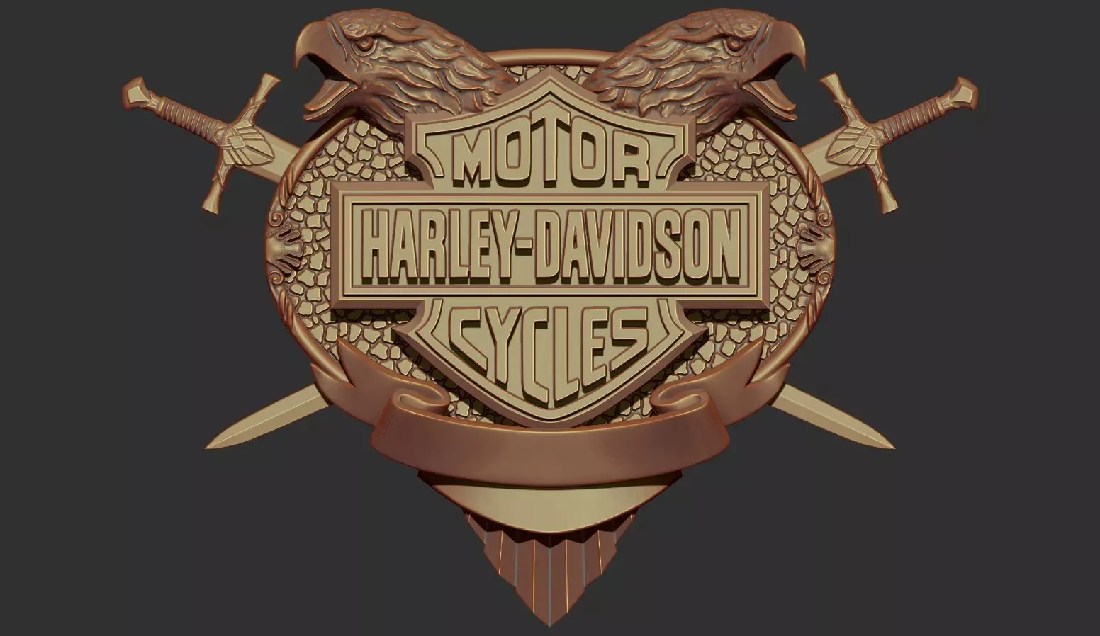Harley Davidson Bas Relief stl model for cnc and 3d printer  3D print model_0