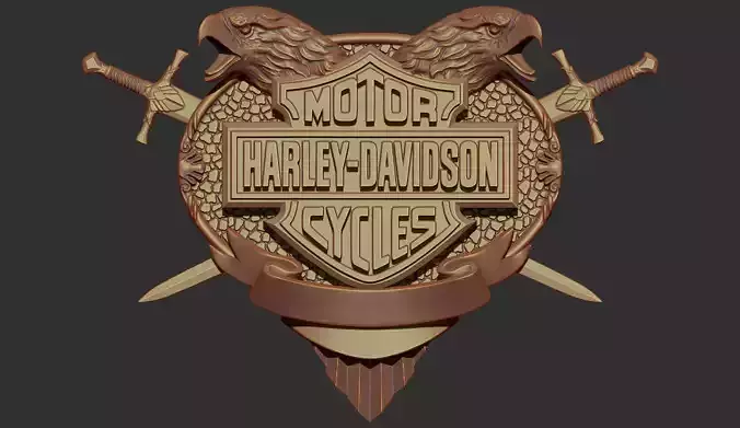 Harley Davidson Bas Relief stl model for cnc and 3d printer 