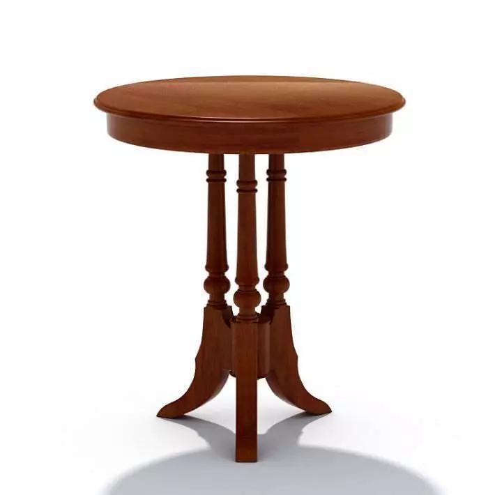 Wooden Small Round Table 3D model_0