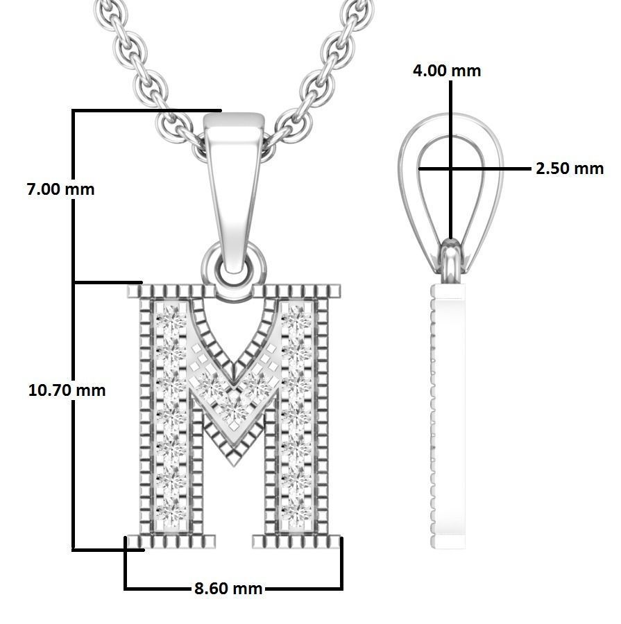 Alphabet - M Diamond pendant 3D print model_3
