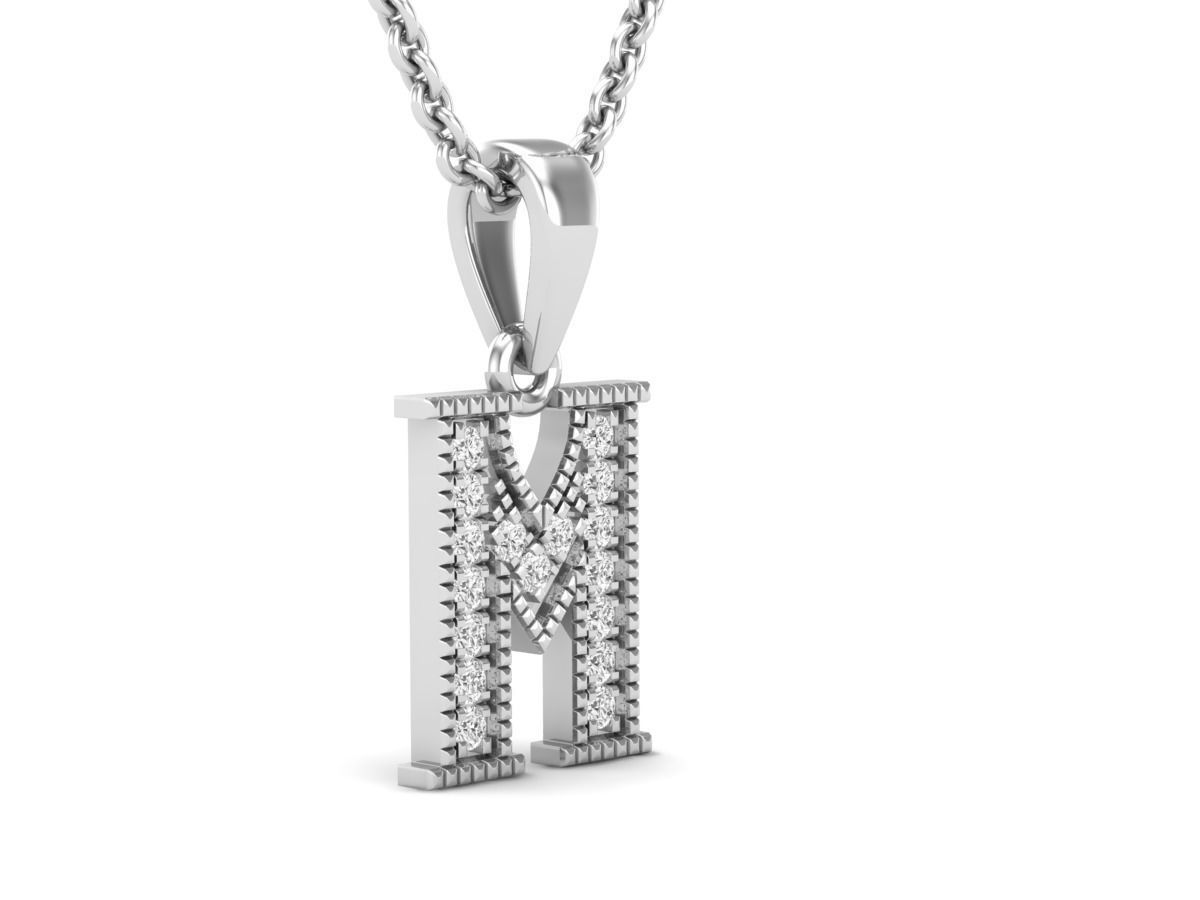Alphabet - M Diamond pendant 3D print model_5