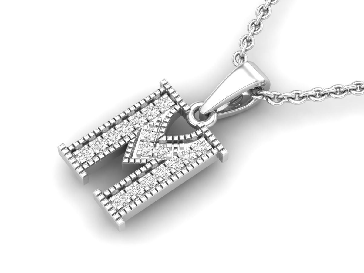 Alphabet - M Diamond pendant 3D print model_4