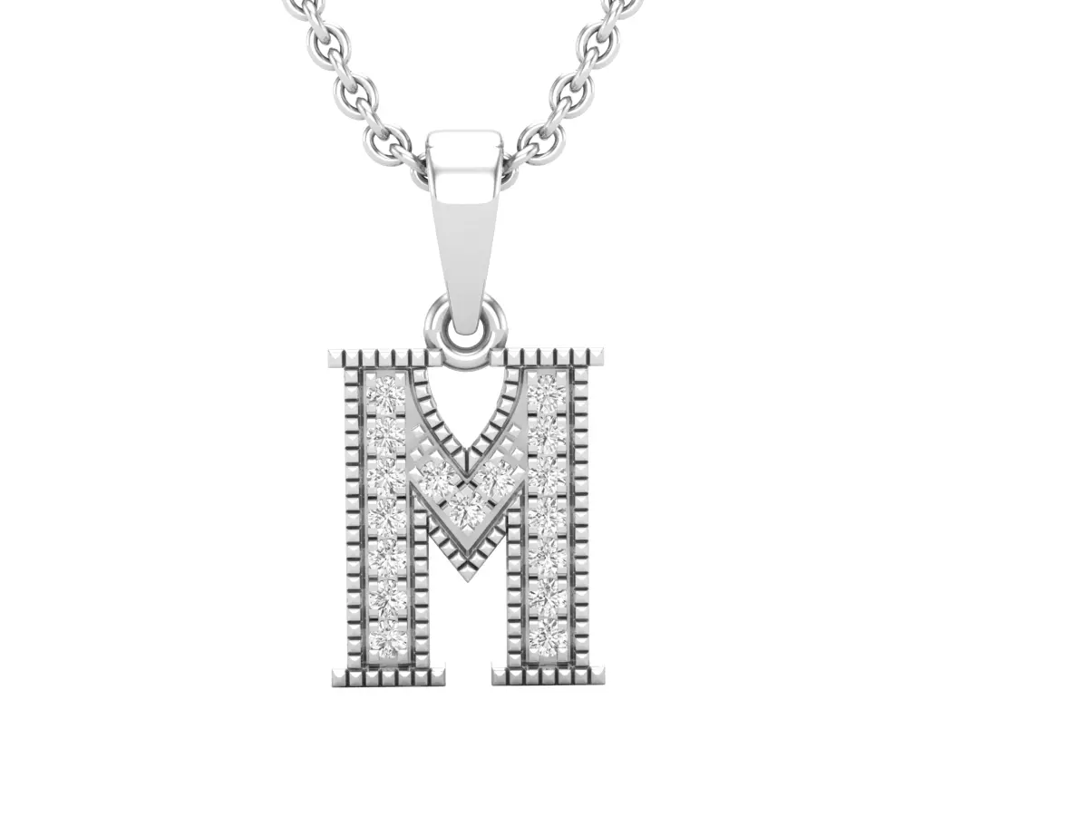 Alphabet - M Diamond pendant 3D print model_0