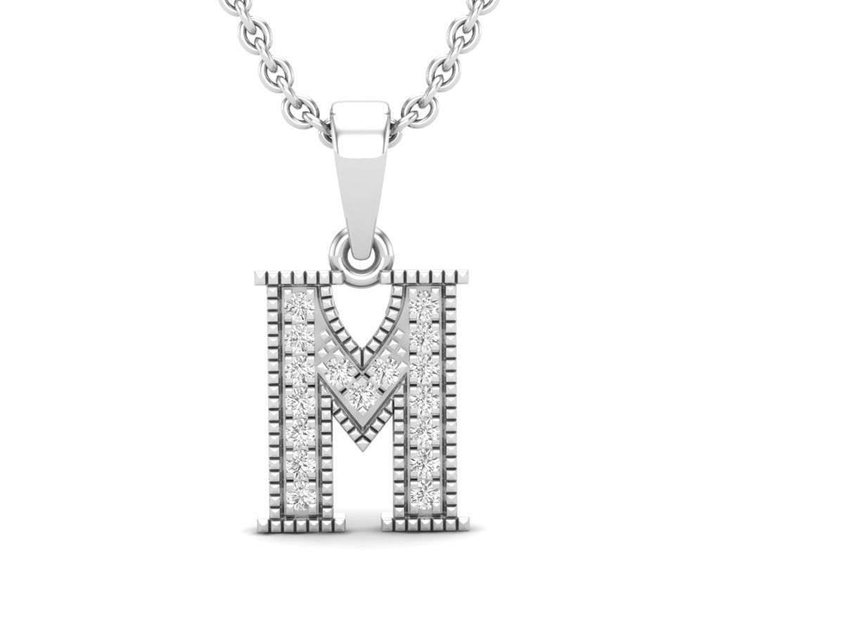 Alphabet - M Diamond pendant 3D print model_6