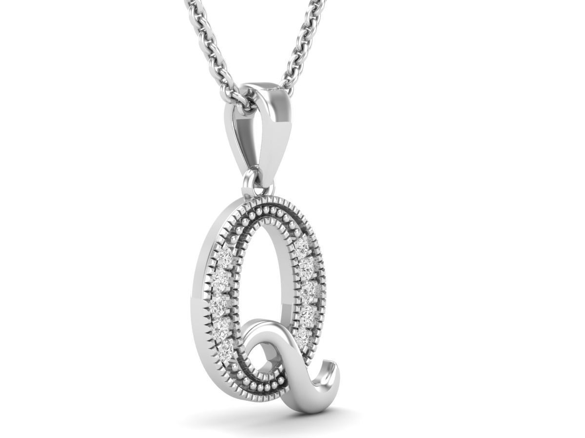 Alphabet - Q Diamond pendant  3D print model_1