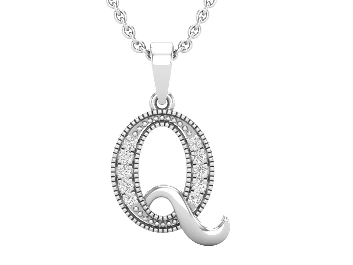 Alphabet - Q Diamond pendant  3D print model_0