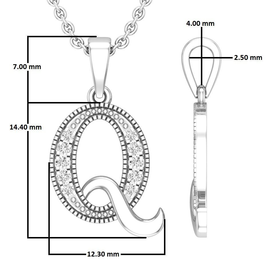 Alphabet - Q Diamond pendant  3D print model_3