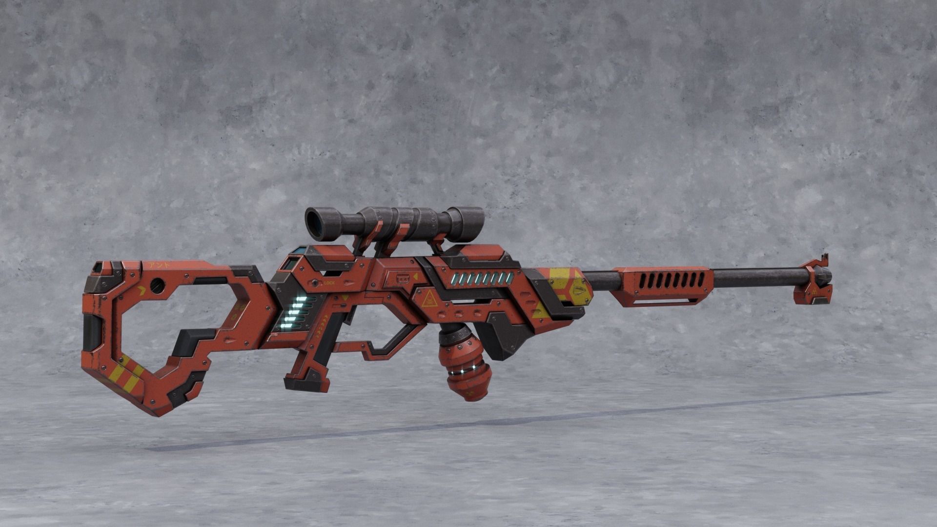 Sci-Fi Gas Powered Rifle Low-poly 3D model_2