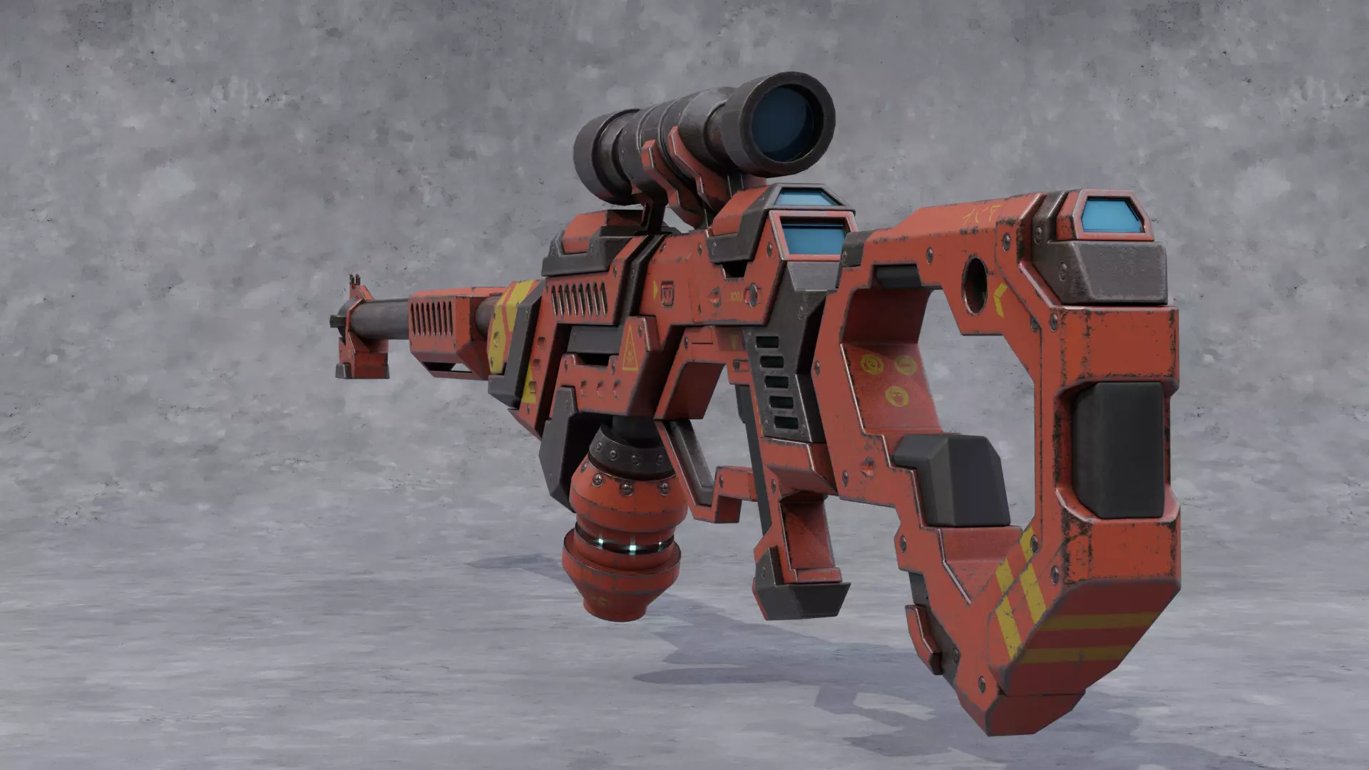 Sci-Fi Gas Powered Rifle Low-poly 3D model_0