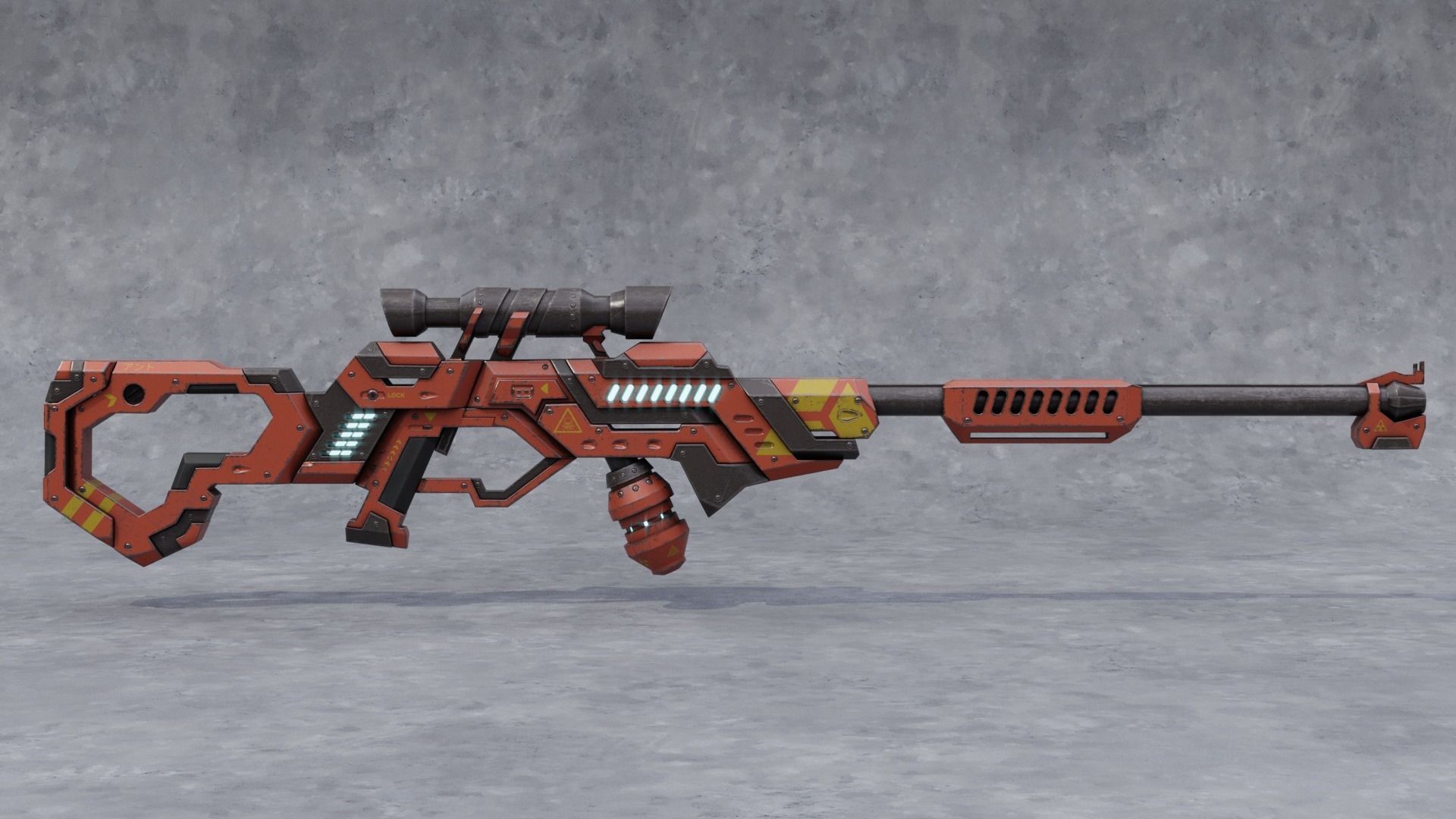 Sci-Fi Gas Powered Rifle Low-poly 3D model_1