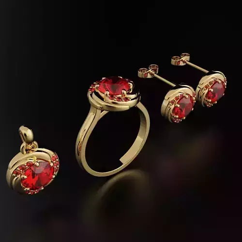 Ring pendant earrings Set of women jewelry good evening