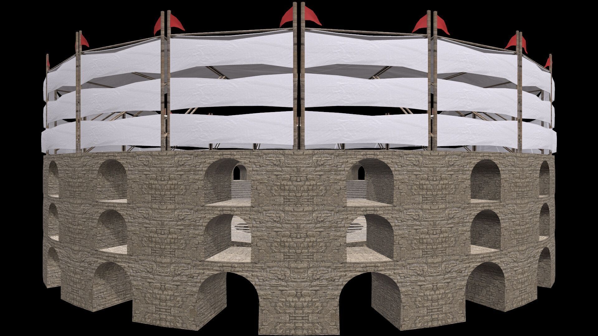 Arena Gladiators Low-poly 3D model_1