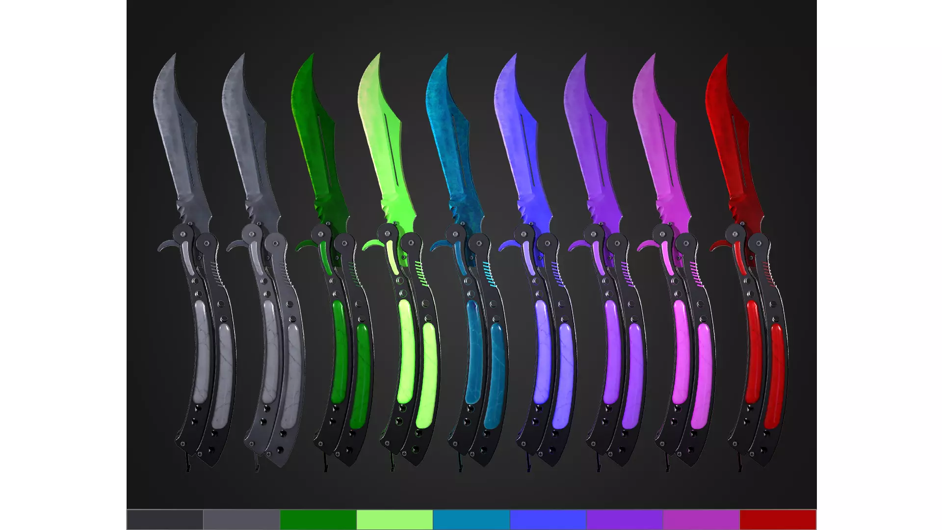 Butterfly Knife - 9 in 1  Low-poly 3D model_0