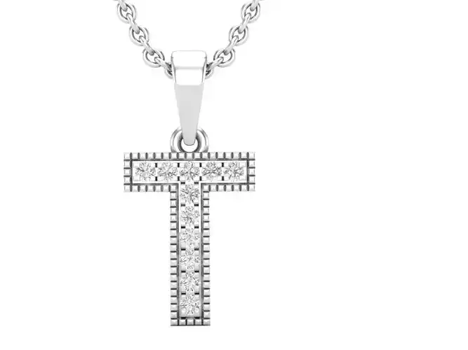 Alphabet - T Diamond pendant 