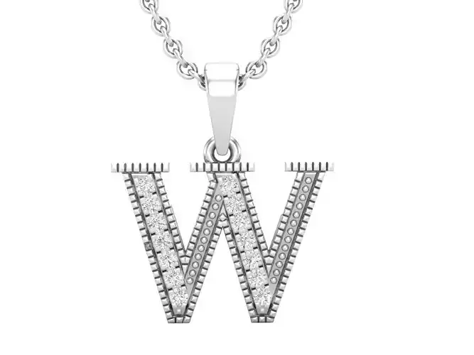 Alphabet - W Diamond pendant  3D print model