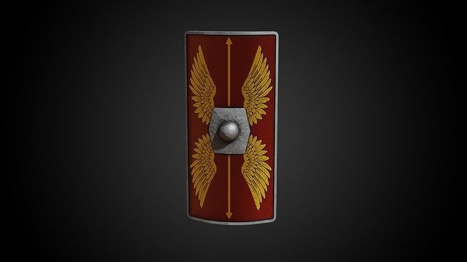 Lowpoly PBR Game-Ready Roman Scutum Shield Low-poly 3D model
