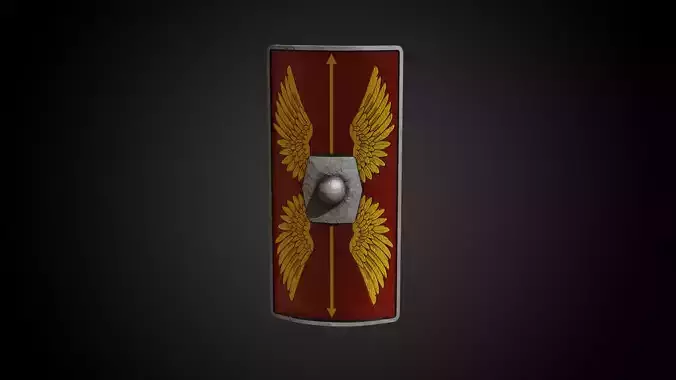 Lowpoly PBR Game-Ready Roman Scutum Shield Low-poly 3D model