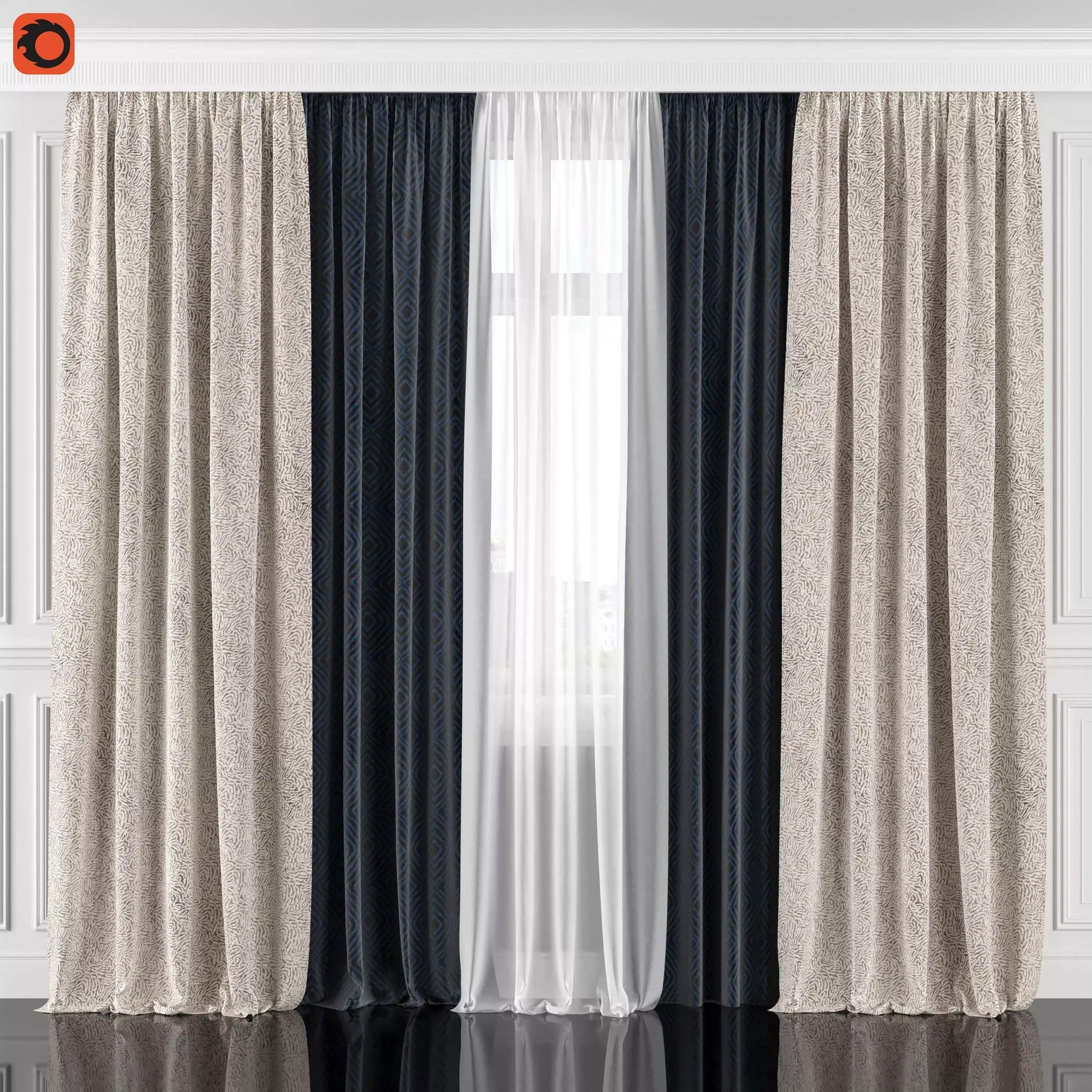 Curtain Set 176C 3D model_0