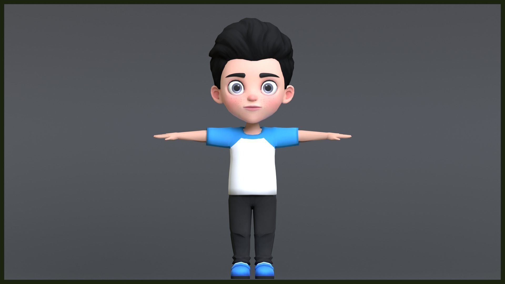 Leo Kid Cartoon Character Low Poly Low-poly 3D model_8