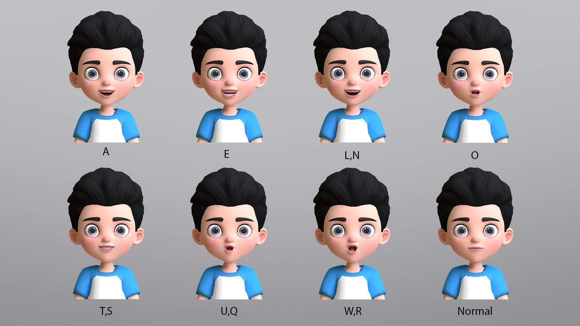 Leo Kid Cartoon Character Low Poly Low-poly 3D model_6