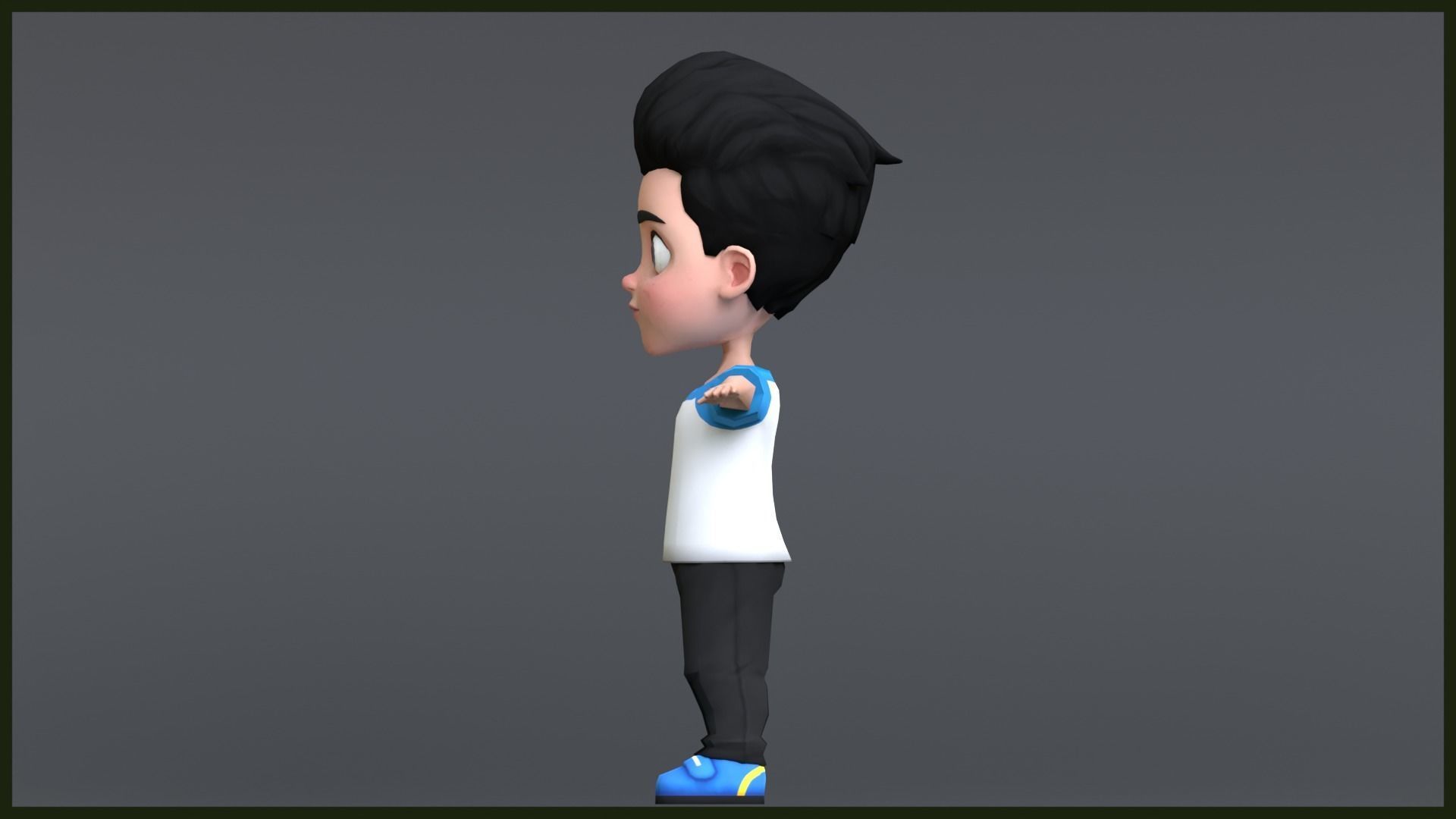 Leo Kid Cartoon Character Low Poly Low-poly 3D model_11