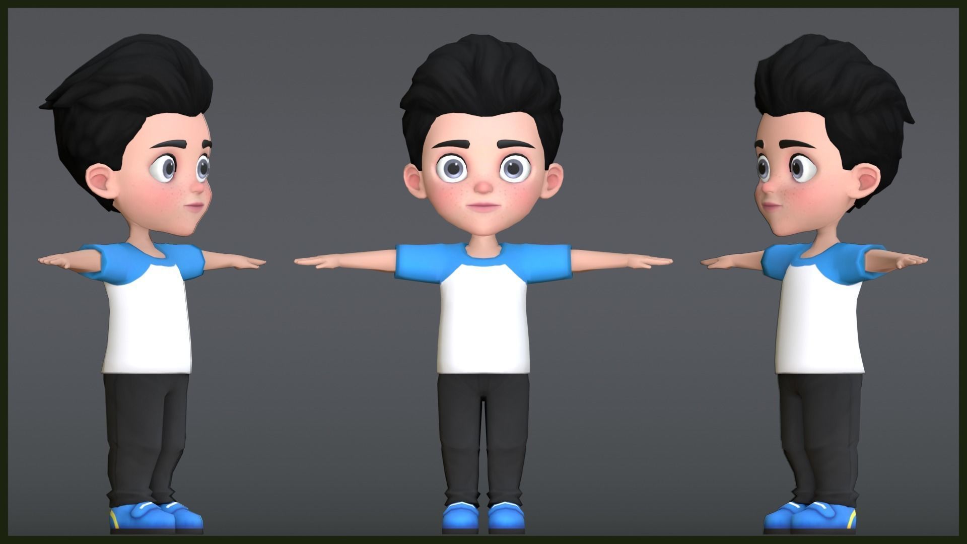 Leo Kid Cartoon Character Low Poly Low-poly 3D model_5