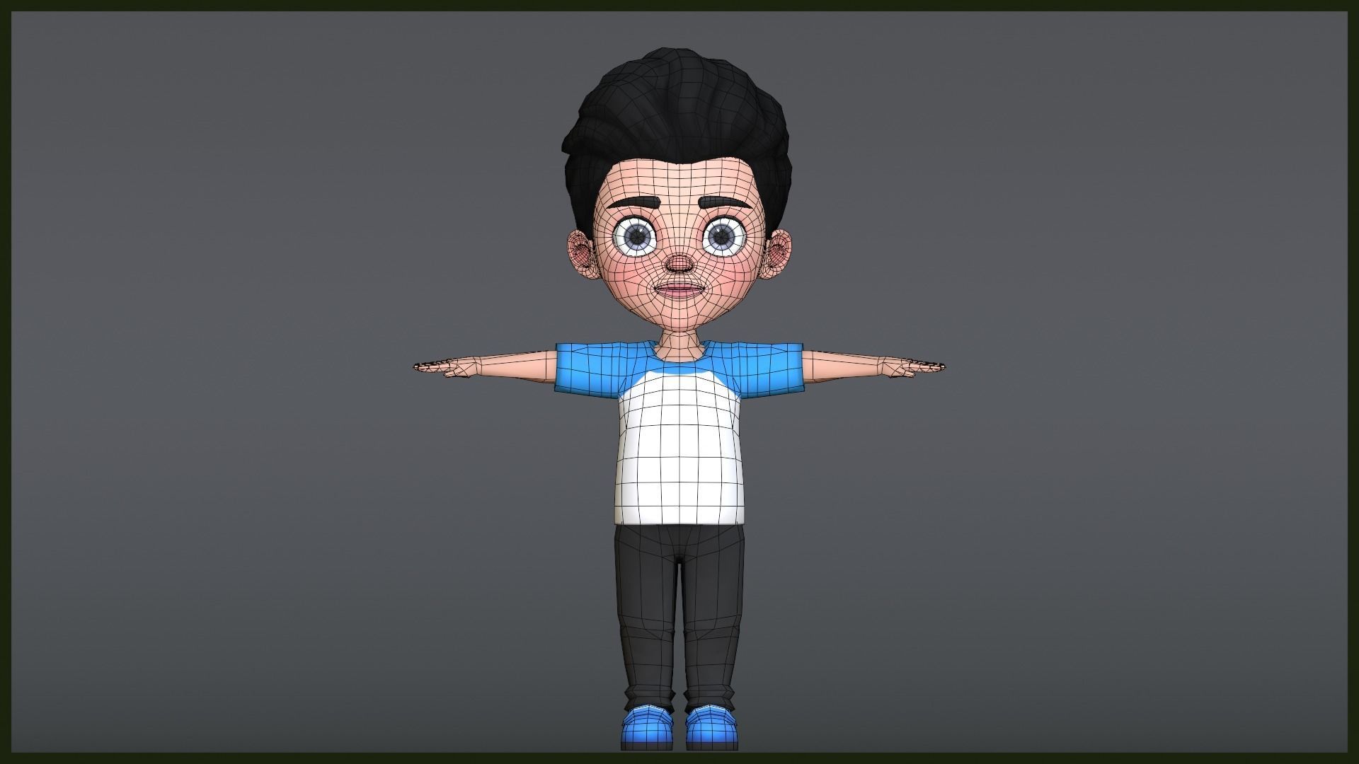 Leo Kid Cartoon Character Low Poly Low-poly 3D model_24