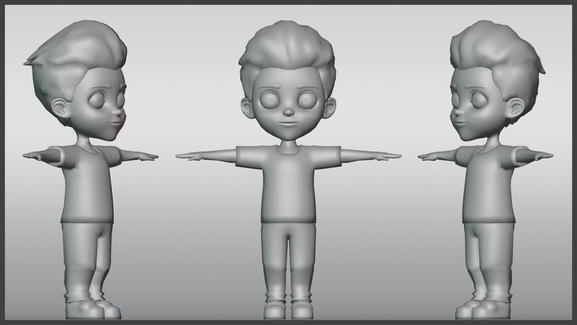 Leo Kid Cartoon Character Low Poly Low-poly 3D model_4