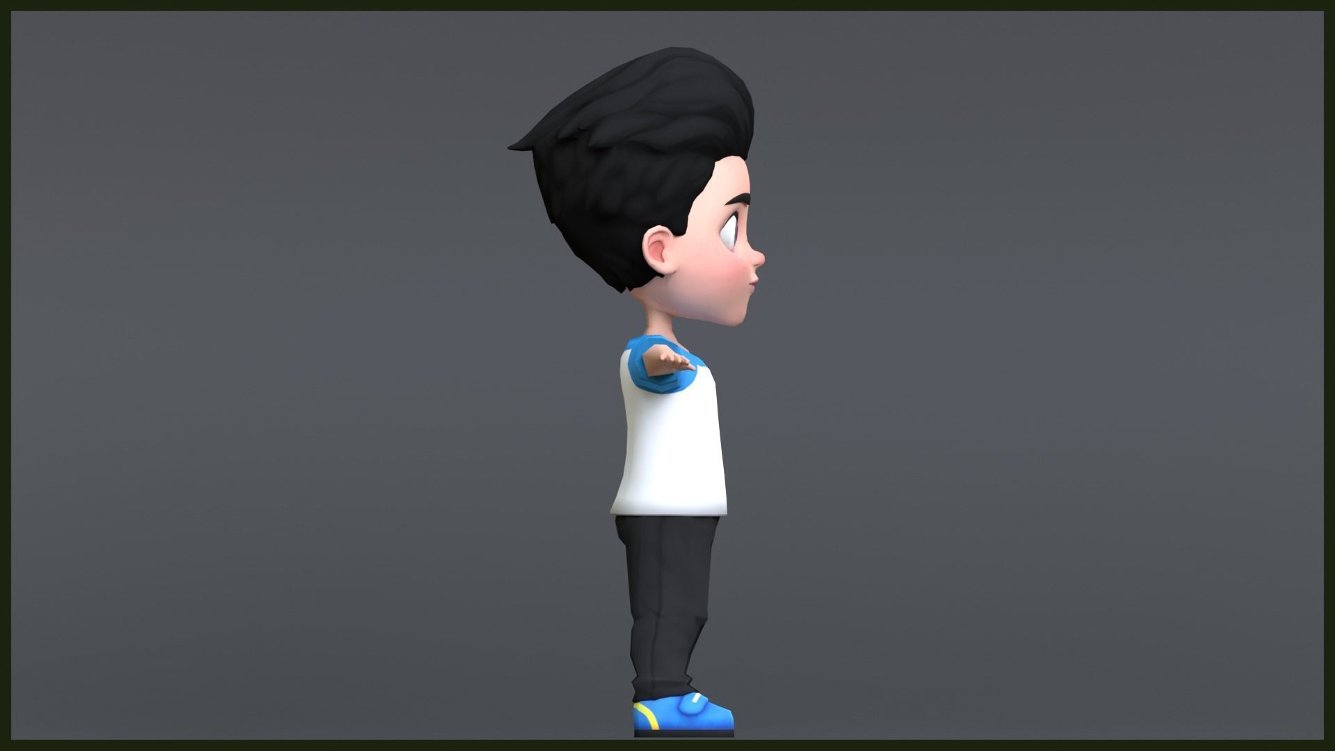 Leo Kid Cartoon Character Low Poly Low-poly 3D model_9