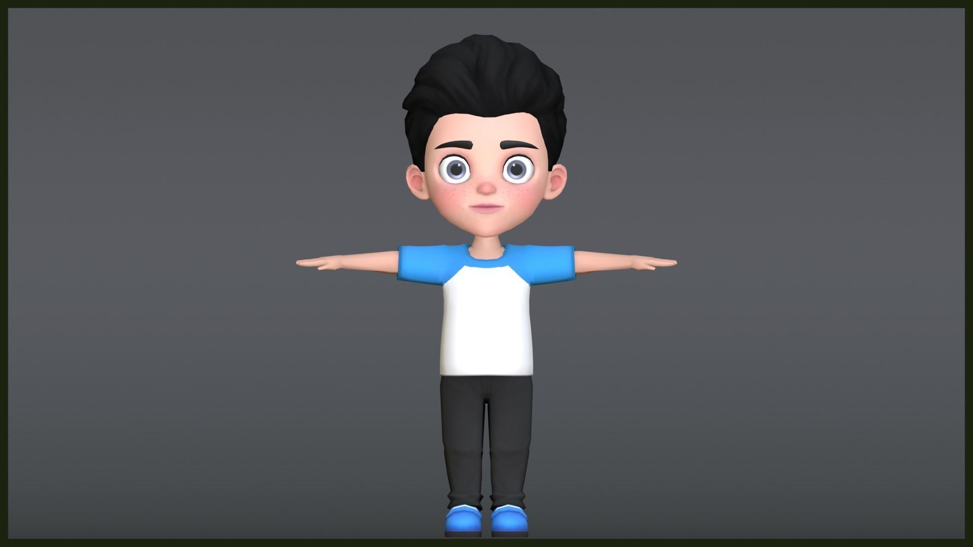 Leo Kid Cartoon Character Low Poly Low-poly 3D model_16