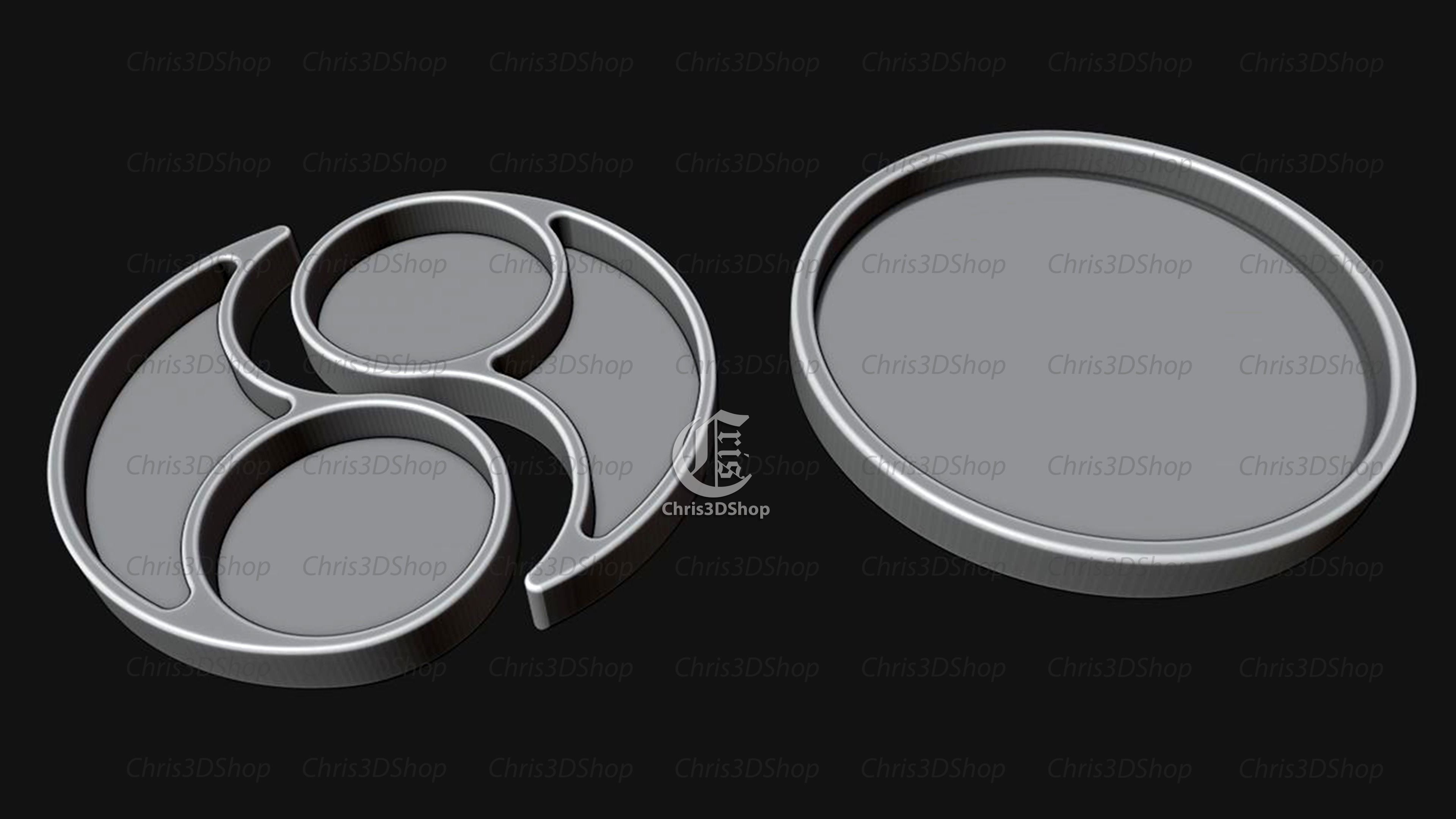 Yin Yang Puzzle Tray - for CNC and 3d Printers 3D model_2