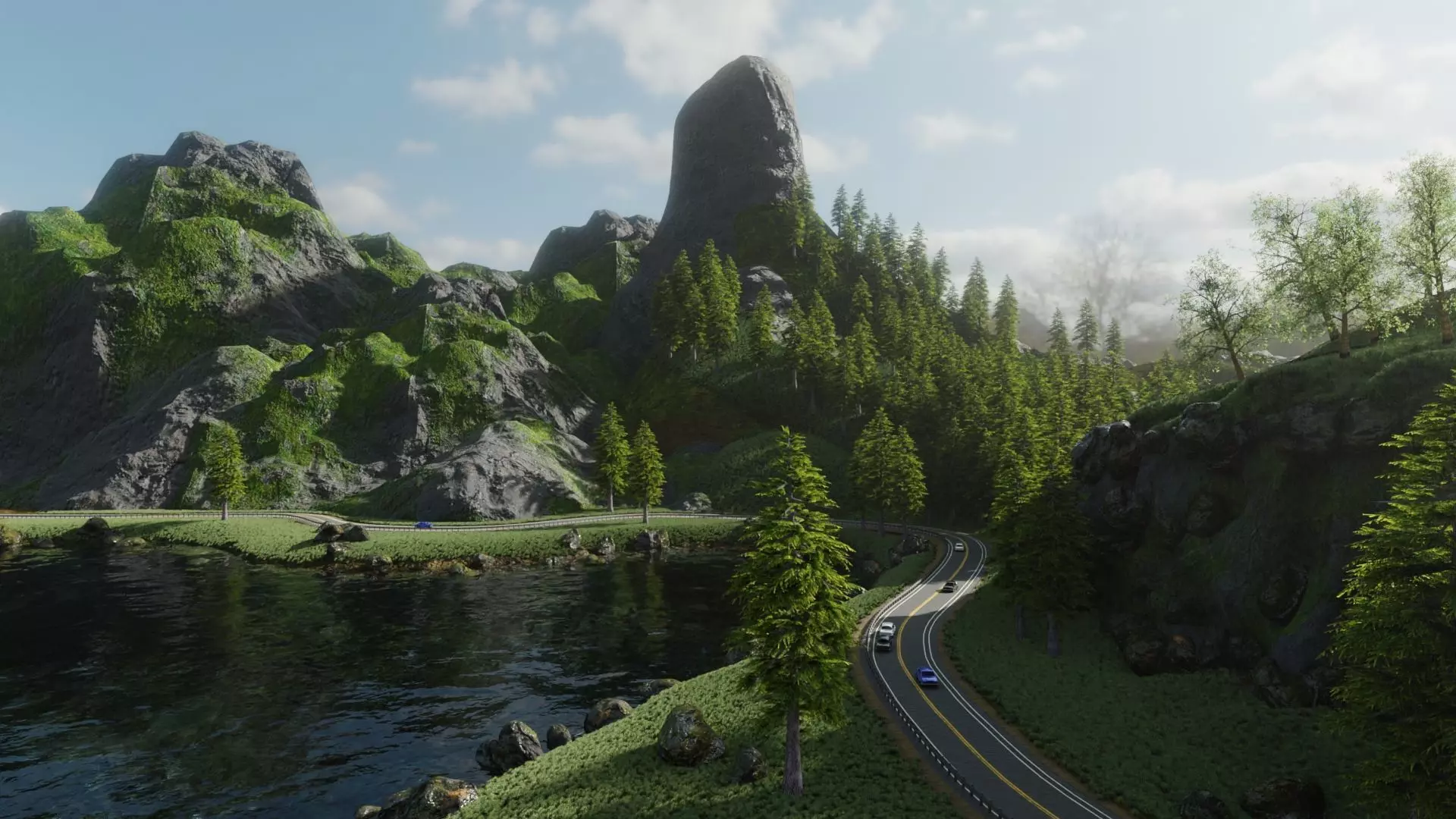 Highway Scene 3D model_0