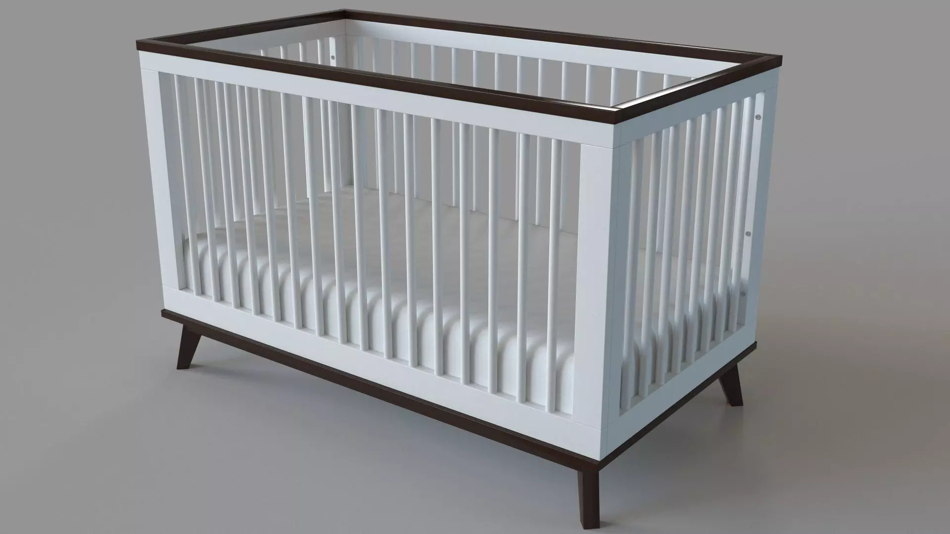 Convertible Crib White And Walnut 3D model_0