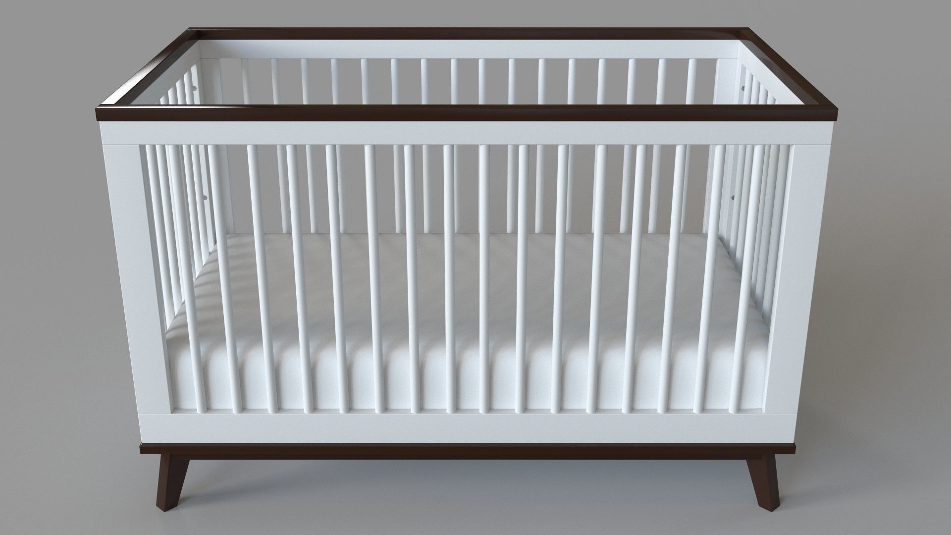 Convertible Crib White And Walnut 3D model_1