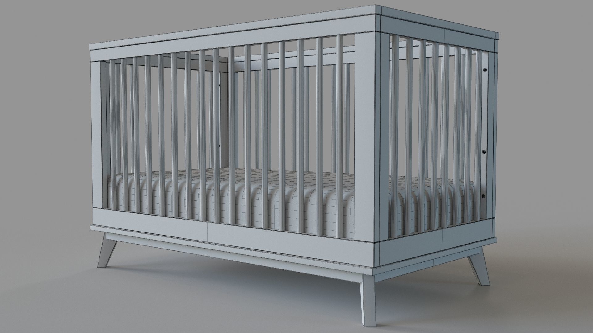 Convertible Crib White And Walnut 3D model_5