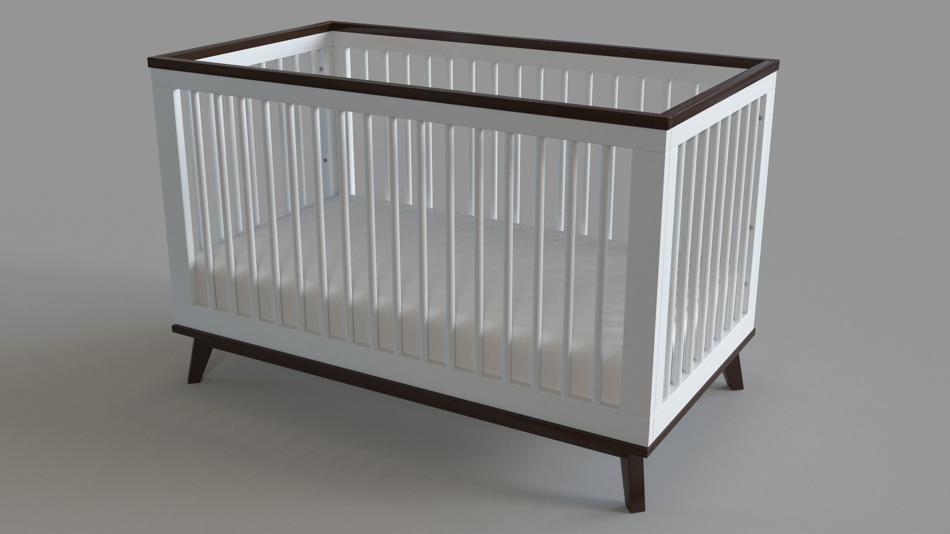 Convertible Crib White And Walnut 3D model_3