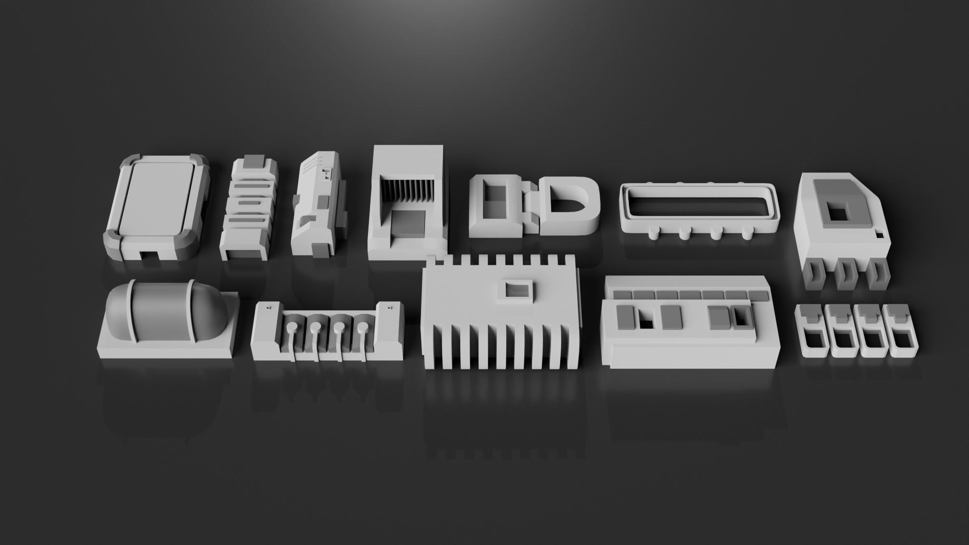 Low-Poly Greebles Pack Low-poly 3D model_4