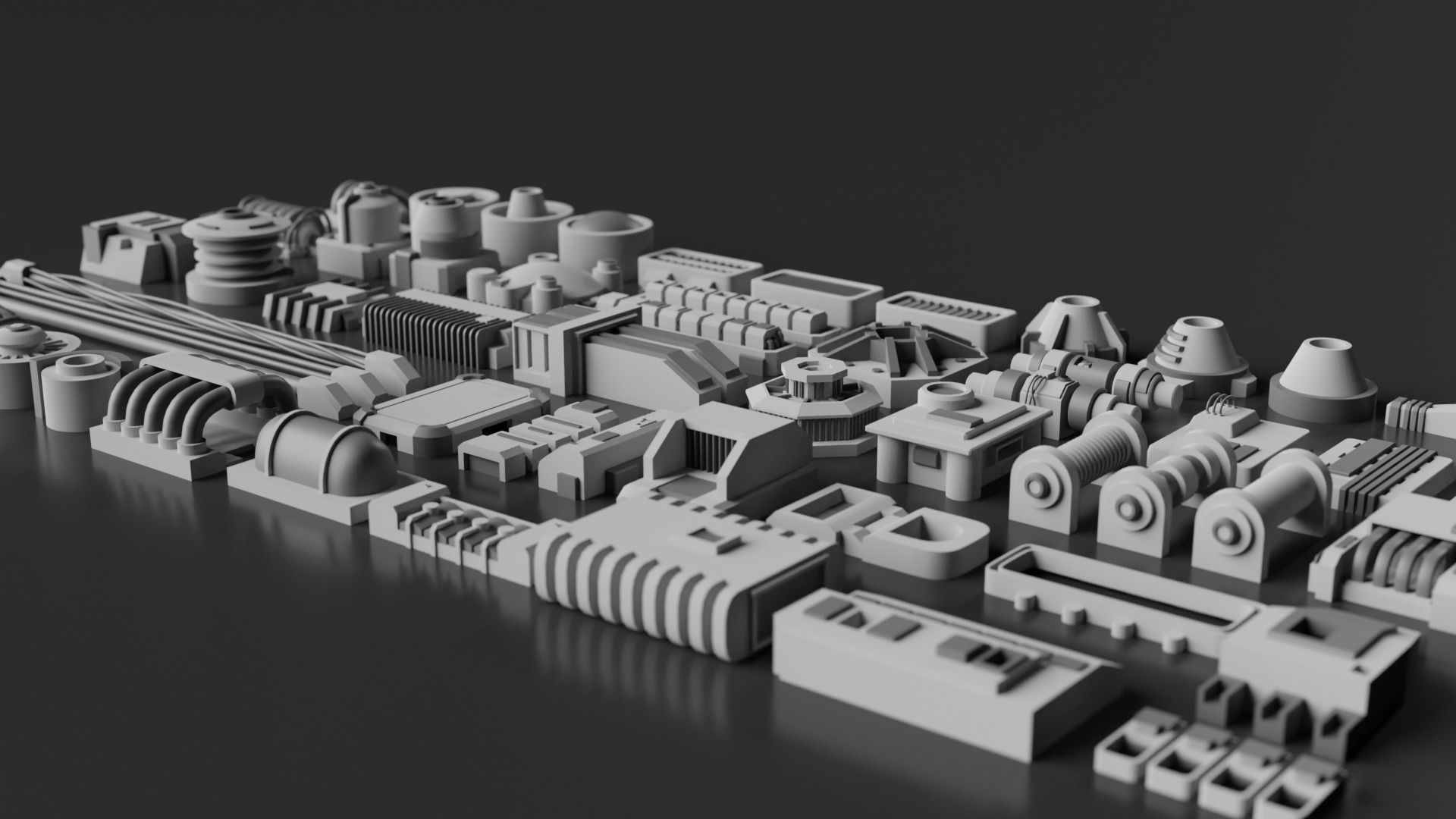 Low-Poly Greebles Pack Low-poly 3D model_2