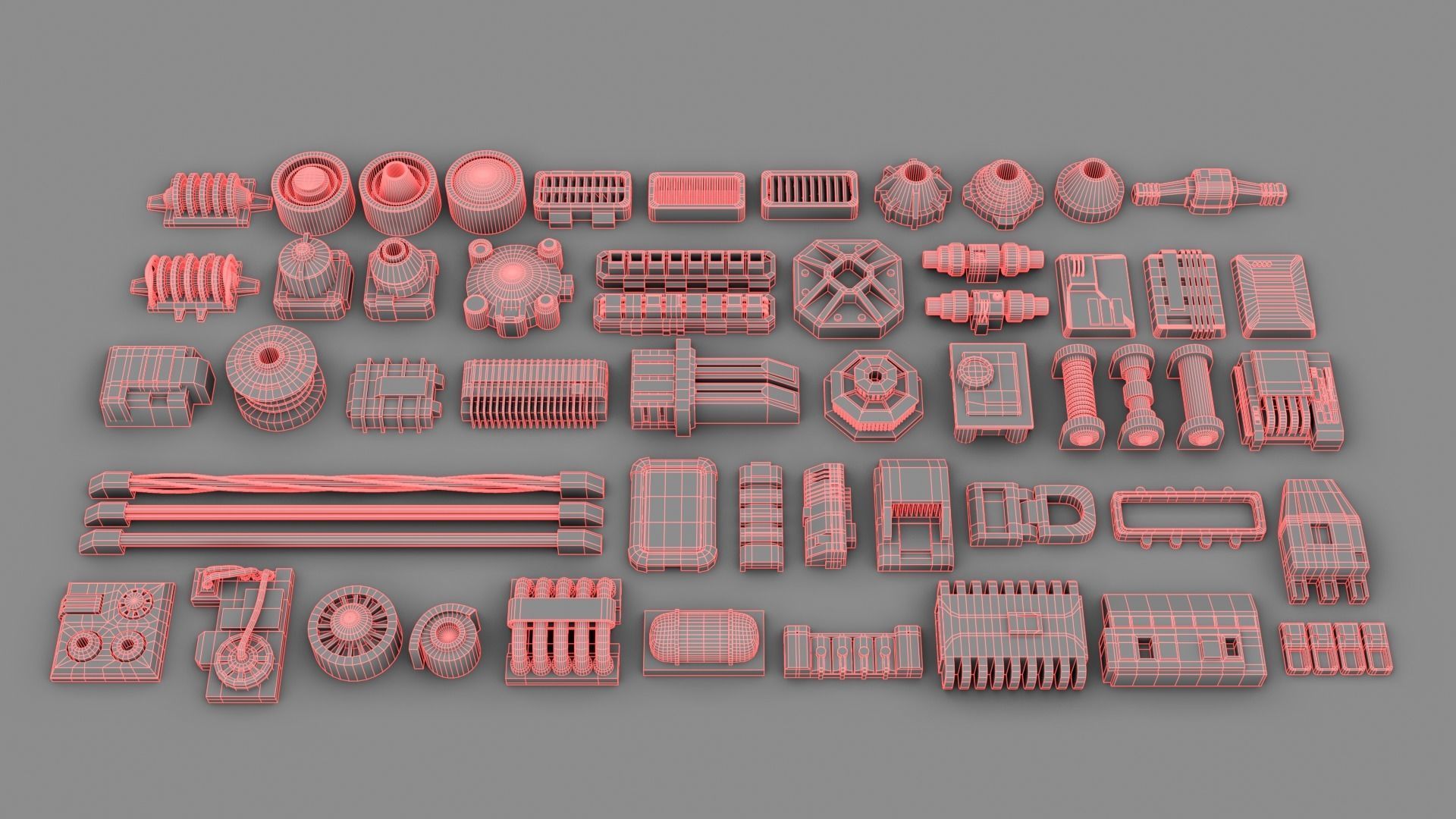 Low-Poly Greebles Pack Low-poly 3D model_8
