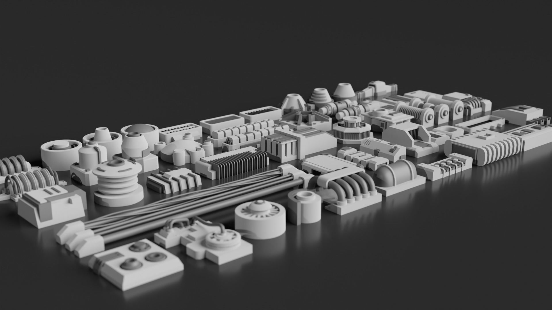 Low-Poly Greebles Pack Low-poly 3D model_1